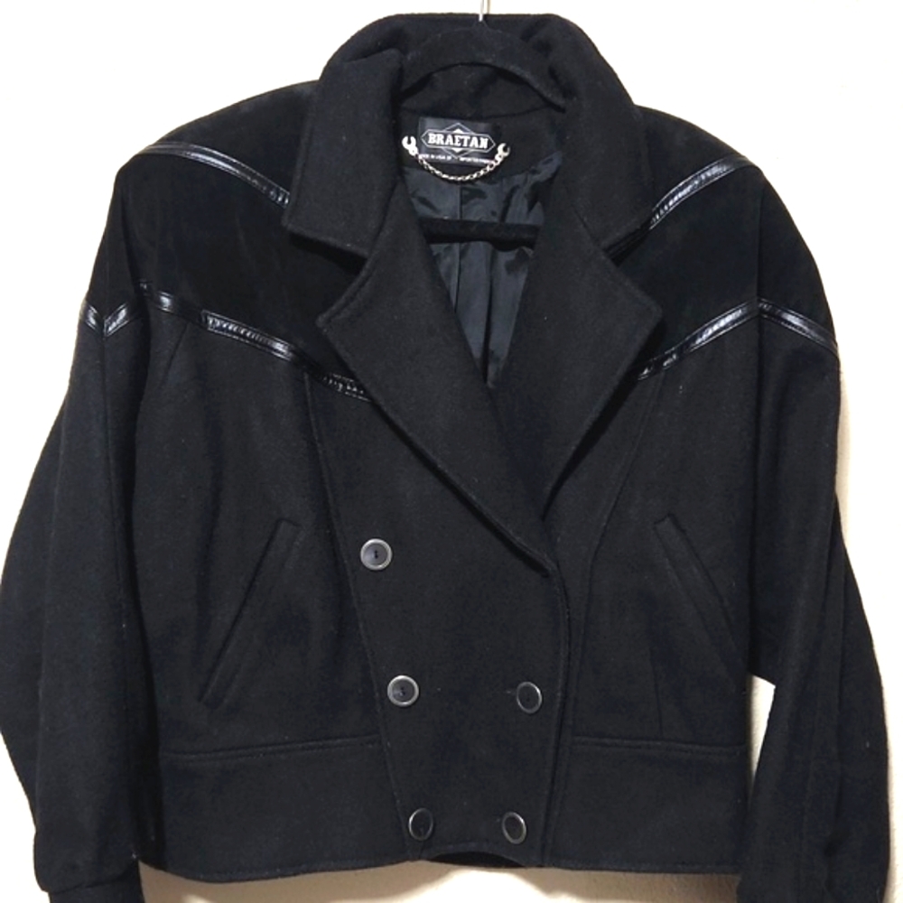 Braetan Vintage Union Made Double Breasted Cropped Jacket Suede Accents Size Med - Picture 4 of 15